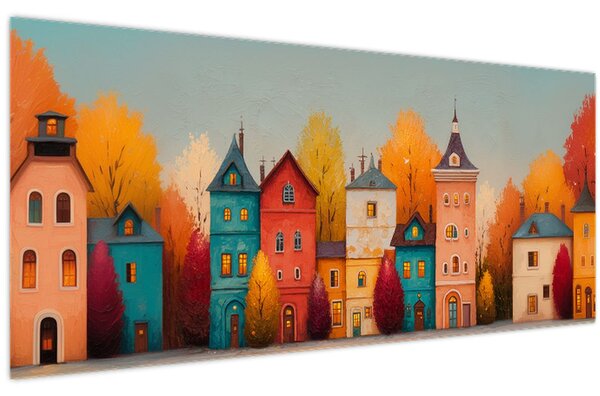 Kép - Őszi falu (120x50 cm)