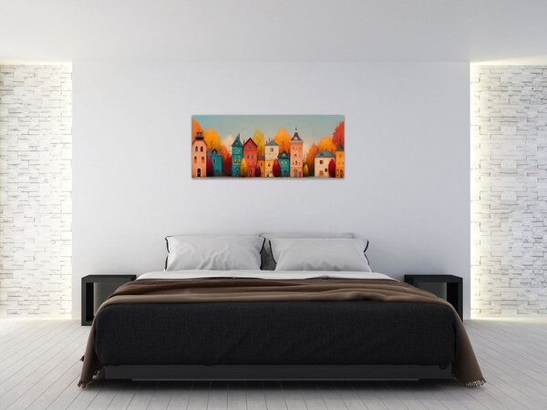 Kép - Őszi falu (120x50 cm)