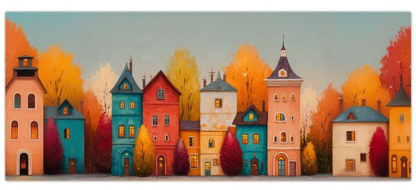 Kép - Őszi falu (120x50 cm)