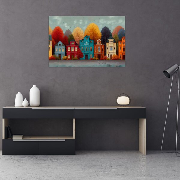 Kép - Festett őszi város (90x60 cm)