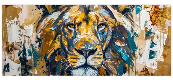Kép - Absztrakt olajfestmény oroszlánnal (120x50 cm)
