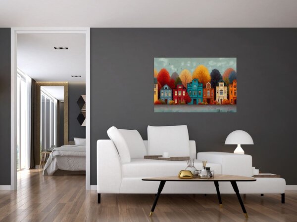 Kép - Festett őszi város (90x60 cm)