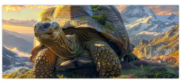 Kép - Teknős és hegyvidéki táj (120x50 cm)
