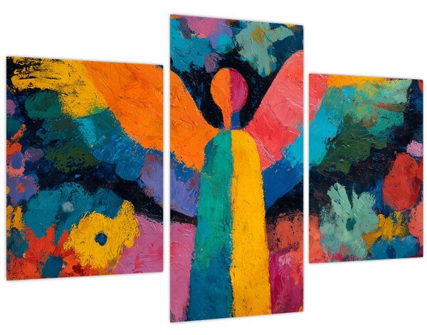 Kép - Absztrakt angyal virágokkal (90x60 cm)