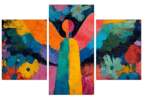 Kép - Absztrakt angyal virágokkal (90x60 cm)