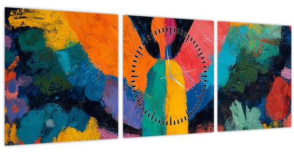Kép - Absztrakt angyal virágokkal (órával) (90x30 cm)