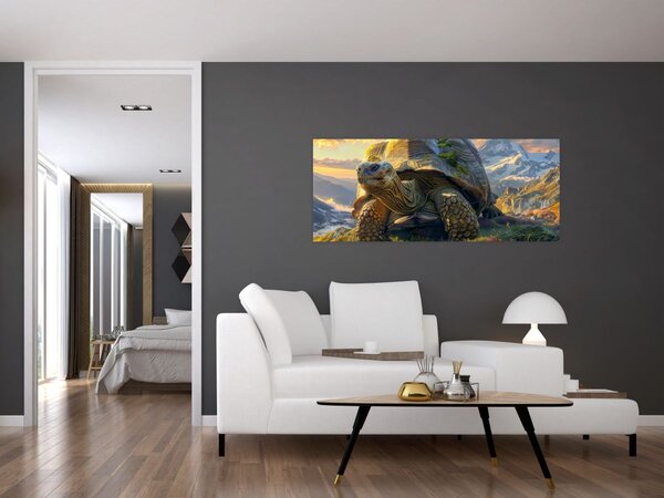 Kép - Teknős és hegyvidéki táj (120x50 cm)
