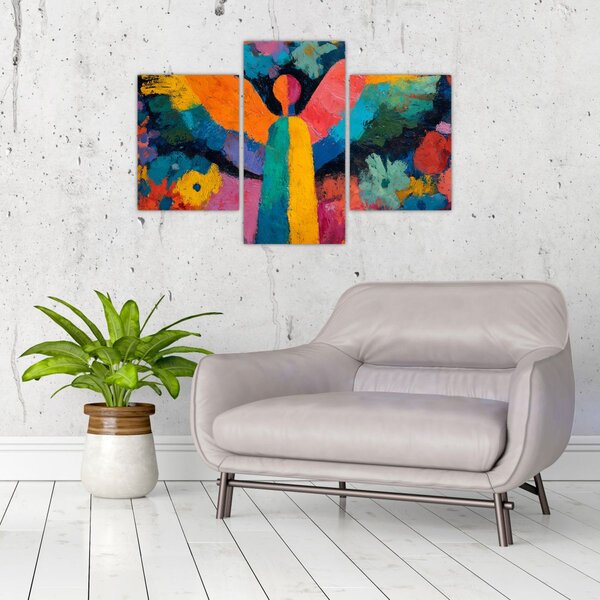 Kép - Absztrakt angyal virágokkal (90x60 cm)