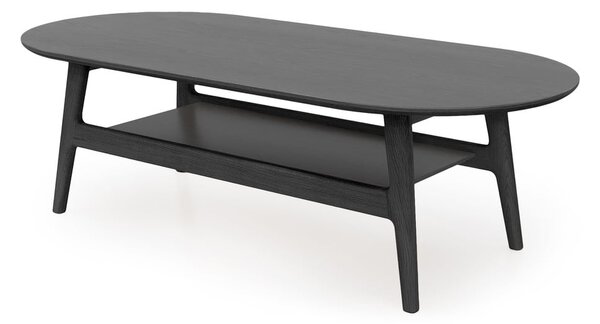 Fekete dohányzóasztal tölgyfa dekorral 60x130 cm Curved – Woodman