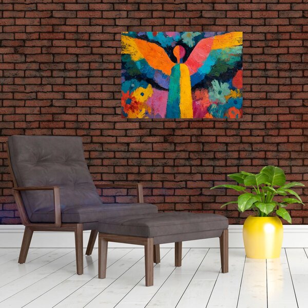 Kép - Absztrakt angyal virágokkal (70x50 cm)