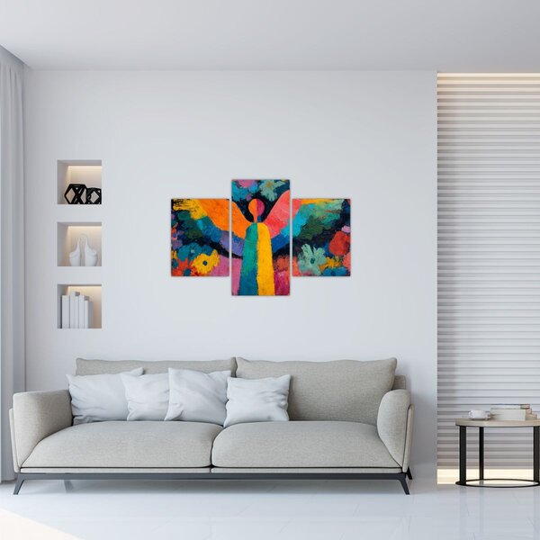 Kép - Absztrakt angyal virágokkal (90x60 cm)