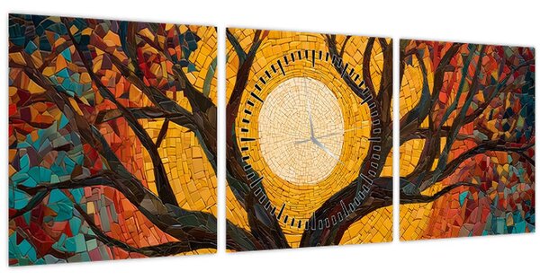 Kép - Nap az élet fájának koronájában (órával) (90x30 cm)