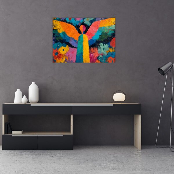 Kép - Absztrakt angyal virágokkal (70x50 cm)