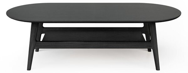 Fekete dohányzóasztal tölgyfa dekorral 60x130 cm Curved – Woodman