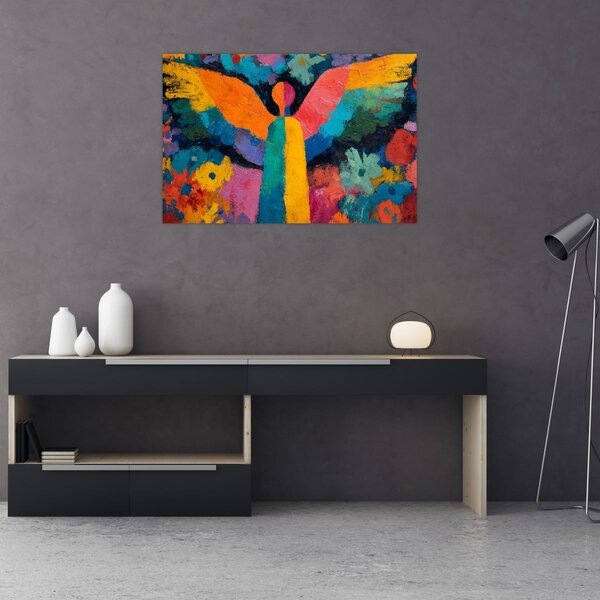 Kép - Absztrakt angyal virágokkal (90x60 cm)