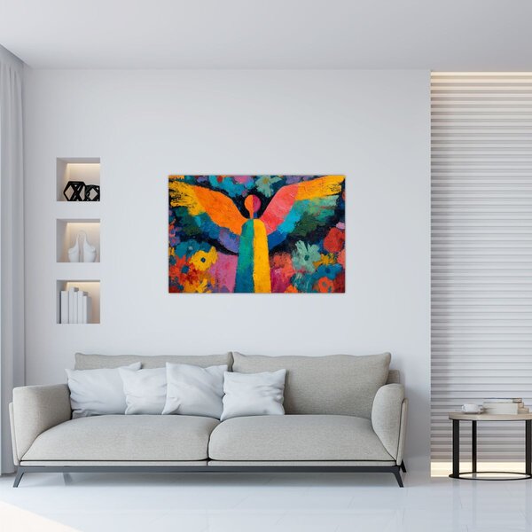 Kép - Absztrakt angyal virágokkal (90x60 cm)