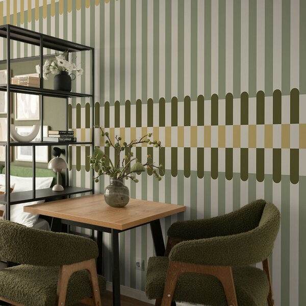 Fotótapéta Csíkos mintázat zöld és homokszínű árnyalatokban, Fotótapéta geometria, w05150 : Uwalls.hu