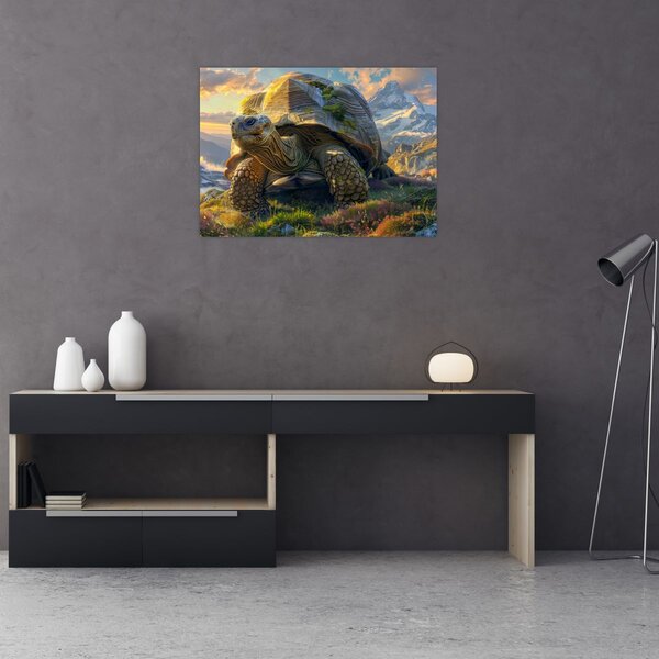 Kép - Teknős és hegyvidéki táj (70x50 cm)