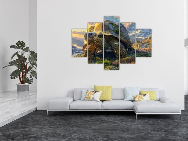 Kép - Teknős és hegyvidéki táj (150x105 cm)