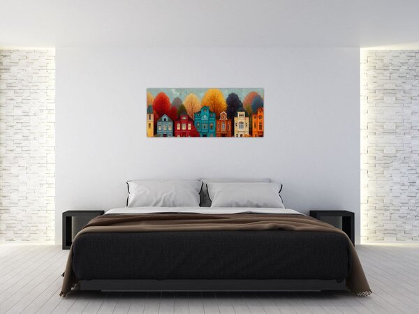 Kép - Festett őszi város (120x50 cm)