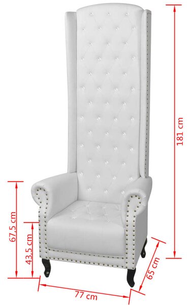 Elegáns Fehér Magas Háttámlás Szék - 181 cm