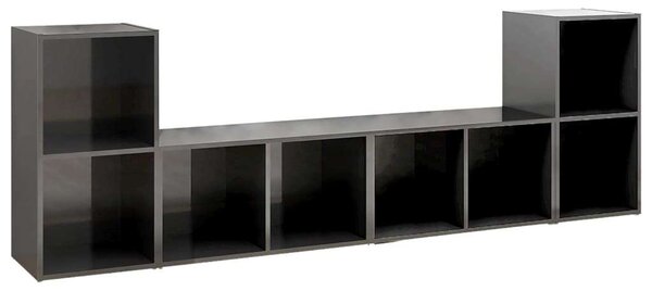 VidaXL 4 db magasfényű szürke forgácslap TV-szekrény 72 x 35 x 36,5 cm