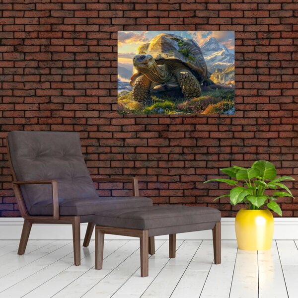 Kép - Teknős és hegyvidéki táj (70x50 cm)