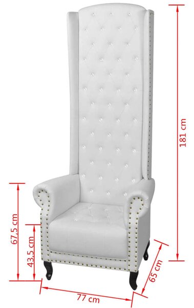 Elegáns Fehér Magas Háttámlás Szék - 181 cm