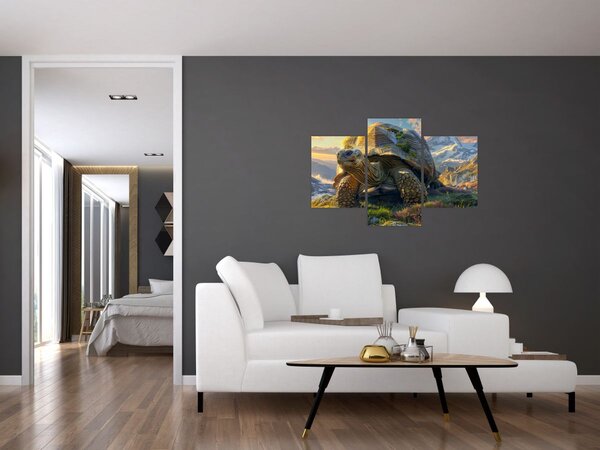 Kép - Teknős és hegyvidéki táj (90x60 cm)