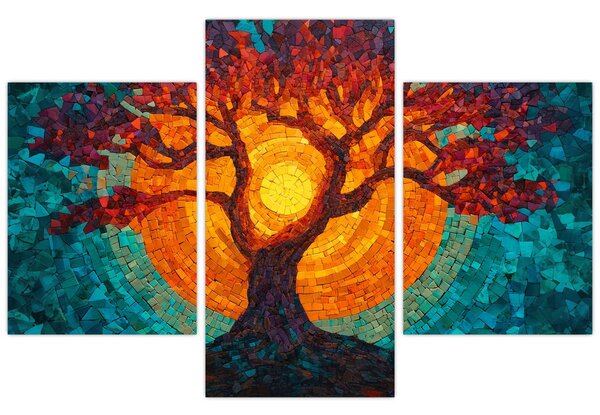 Kép - Az élet fája és a nap mozaikban (90x60 cm)