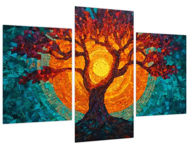 Kép - Az élet fája és a nap mozaikban (90x60 cm)