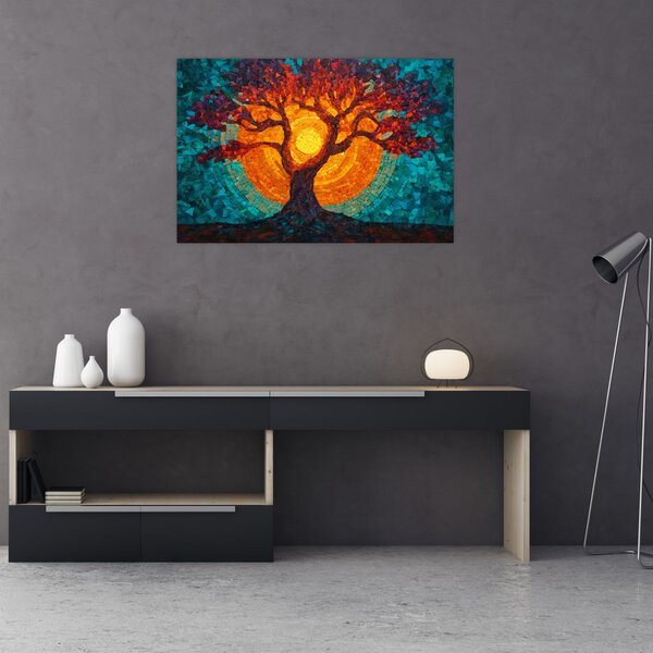 Kép - Az élet fája és a nap mozaikban (90x60 cm)