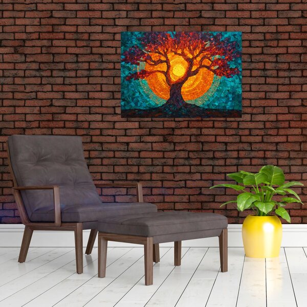 Kép - Az élet fája és a nap mozaikban (70x50 cm)