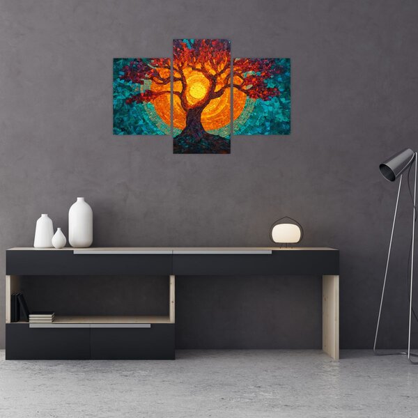 Kép - Az élet fája és a nap mozaikban (90x60 cm)