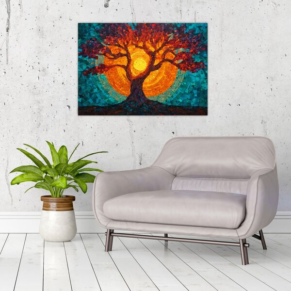 Kép - Az élet fája és a nap mozaikban (70x50 cm)