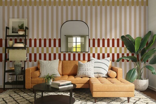 Fotótapéta Csíkos mintázat bézs és terrakotta árnyalatokban, Fotótapéta geometria, w05150v3 : Uwalls.hu