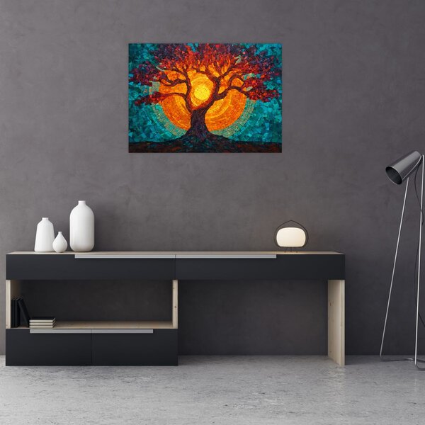 Kép - Az élet fája és a nap mozaikban (70x50 cm)