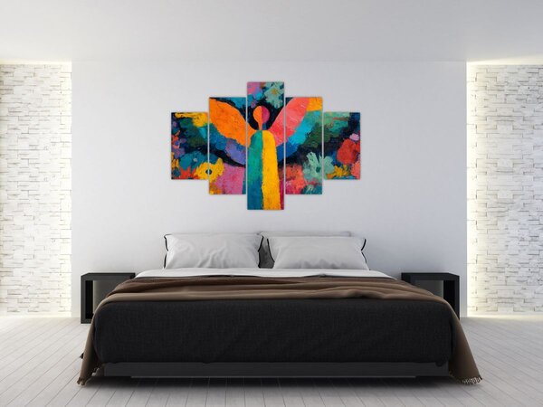 Kép - Absztrakt angyal virágokkal (150x105 cm)
