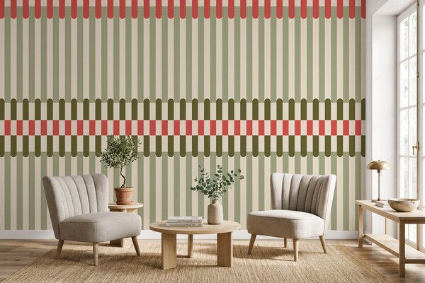 Fotótapéta Csíkos mintázat zöld és korallszínű árnyalatokban, Fotótapéta geometria, w05150v4 : Uwalls.hu
