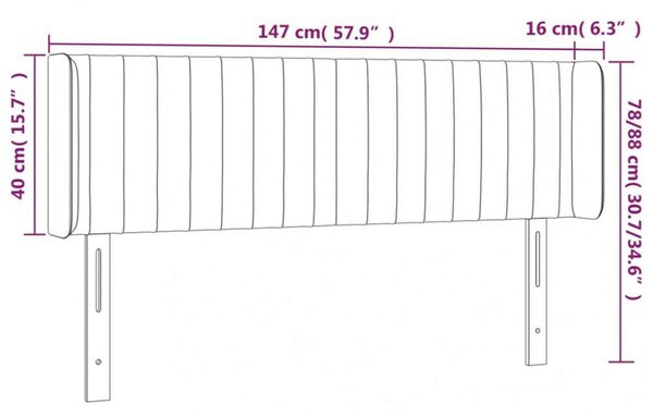 VidaXL sötétzöld bársony LED-es fejtámla 147 x 16 x 78/88 cm