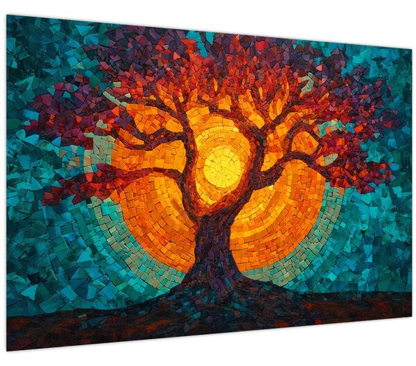 Kép - Az élet fája és a nap mozaikban (90x60 cm)