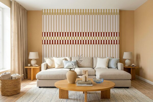 Fotótapéta Csíkos mintázat bézs és terrakotta árnyalatokban, Fotótapéta geometria, w05150v3 : Uwalls.hu