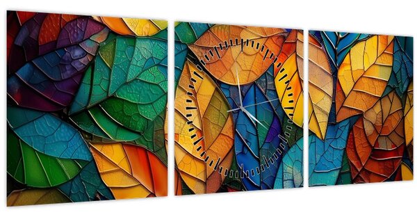 Kép - Levélmozaik (órával) (90x30 cm)