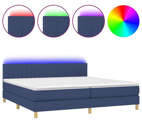 VidaXL Kék Ágy - Rugós, LED-es - 200x200 cm