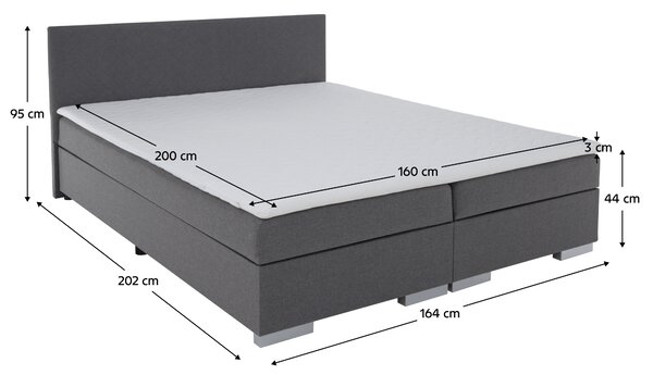 KONDELA Boxspring ágy, szürke, 160x200, ADARA