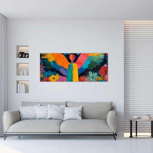 Kép - Absztrakt angyal virágokkal (120x50 cm)