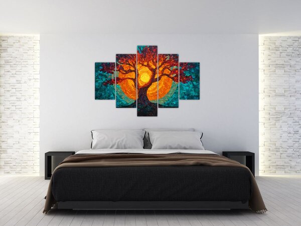 Kép - Az élet fája és a nap mozaikban (150x105 cm)
