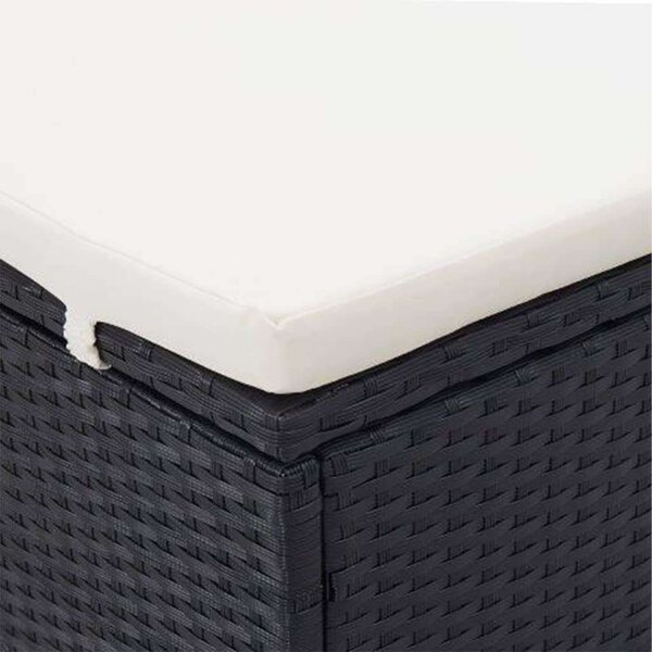 VidaXL Kétágyas Napozóágy - Fekete Polyrattan - 194x120,5cm