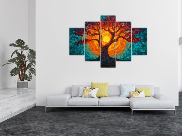 Kép - Az élet fája és a nap mozaikban (150x105 cm)