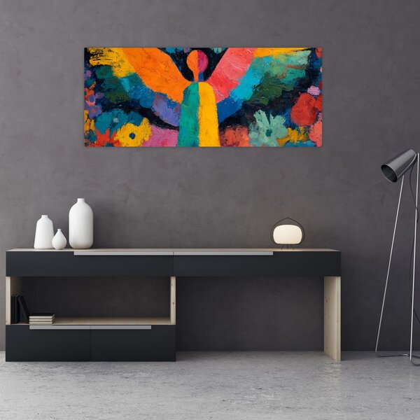 Kép - Absztrakt angyal virágokkal (120x50 cm)